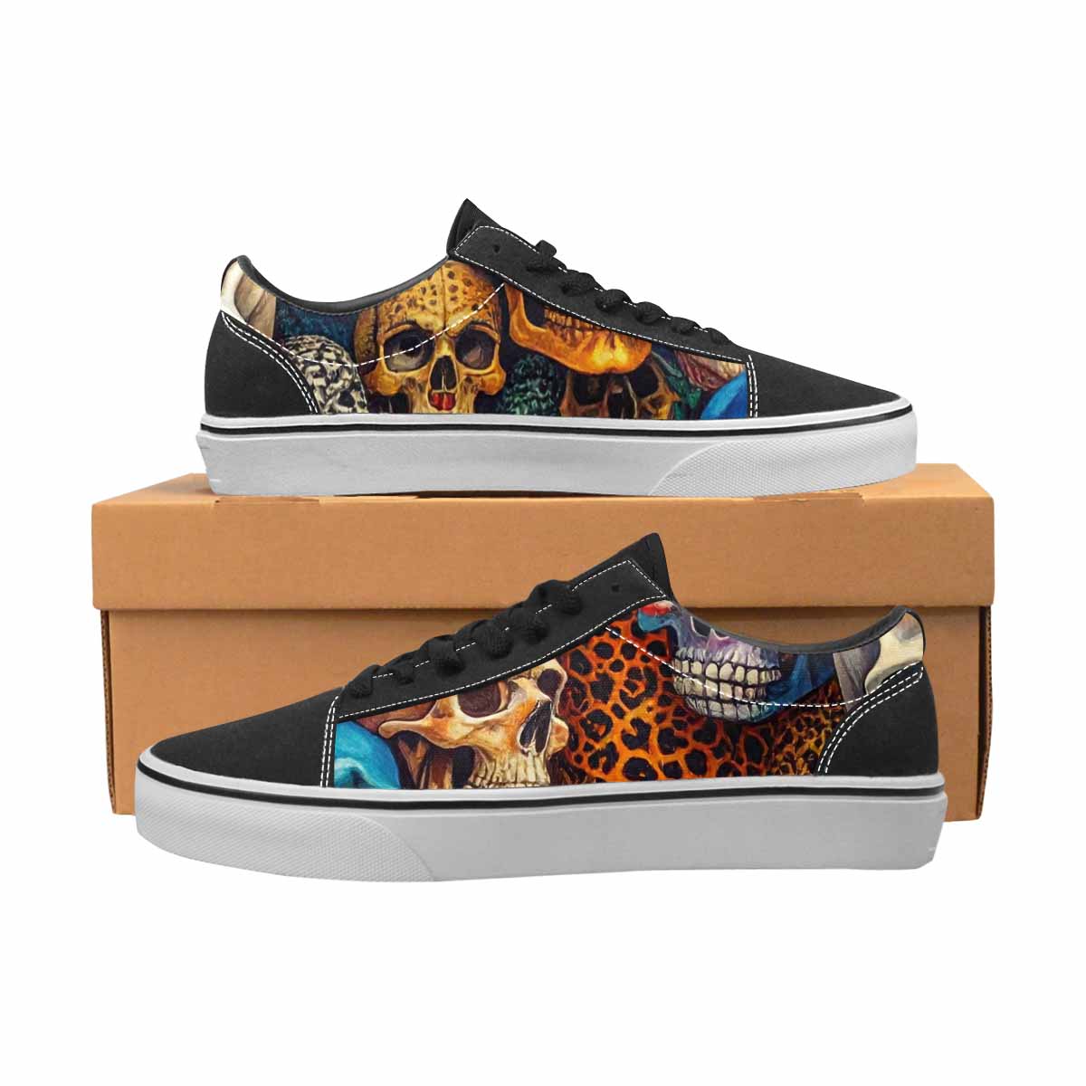 WOMEN'S Skulls  Animal Print Lace-Up Canvas Y2K Shoes