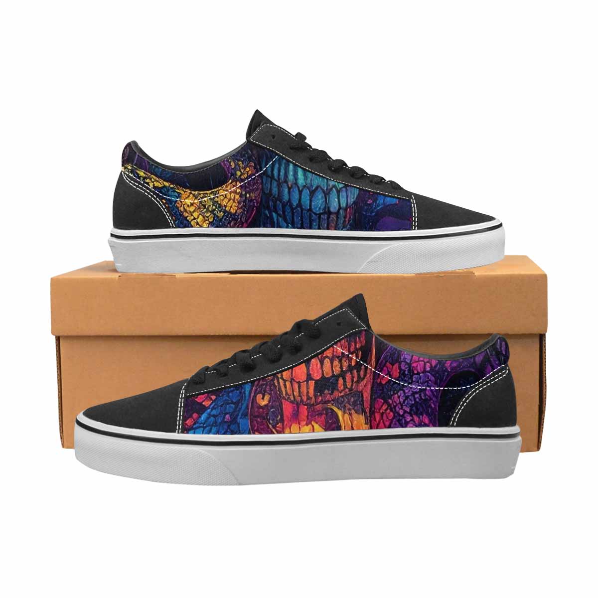 WOMEN'S Snakes And Skulls Collage Canvas Lace-Up Aesthetic Shoes