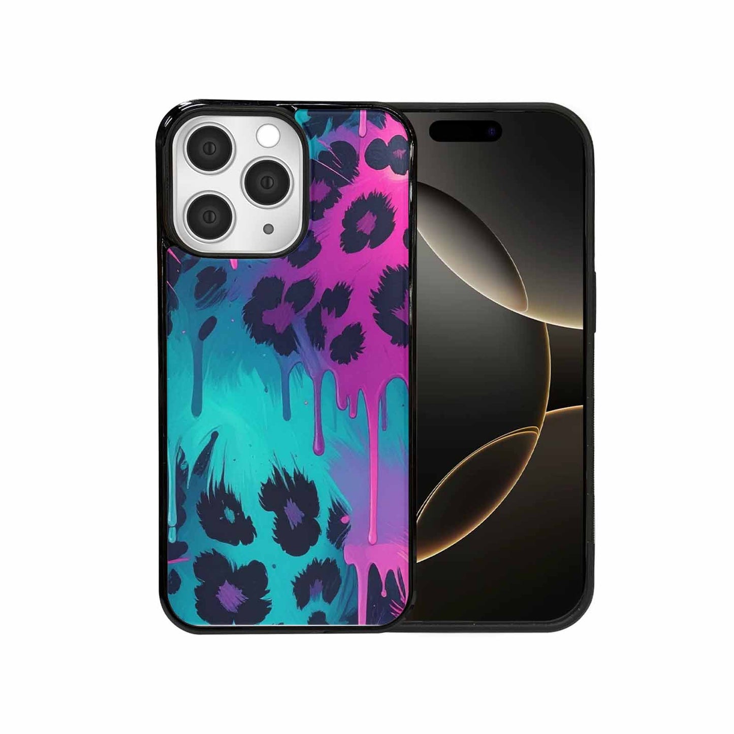 iPhone 15 Pro Max Case — Leopard Melting Neon, Personalized Phone Case
