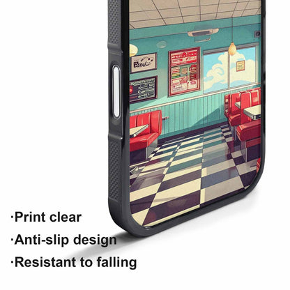 iPhone 17 Pro Max Case — Diner Cartoon Art Pattern Retro Vintage, Custom Art Phone Cover