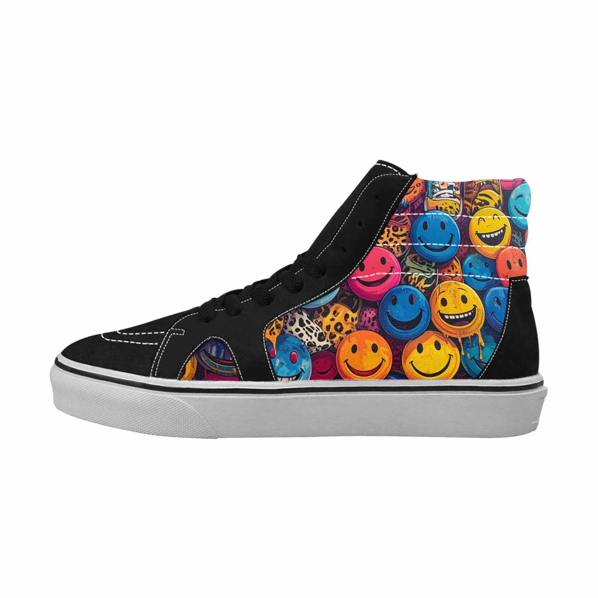 MEN'S Smiley Faces High Top Canvas Grunge Shoes