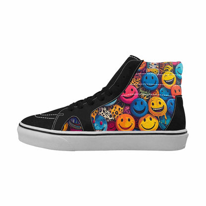 MEN'S Smiley Faces High Top Canvas Grunge Shoes