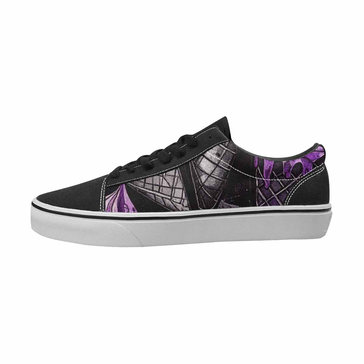WOMEN'S Ice Cream Black & Purple Ink Canvas Personalized Neon Fantasy Custom Shoes