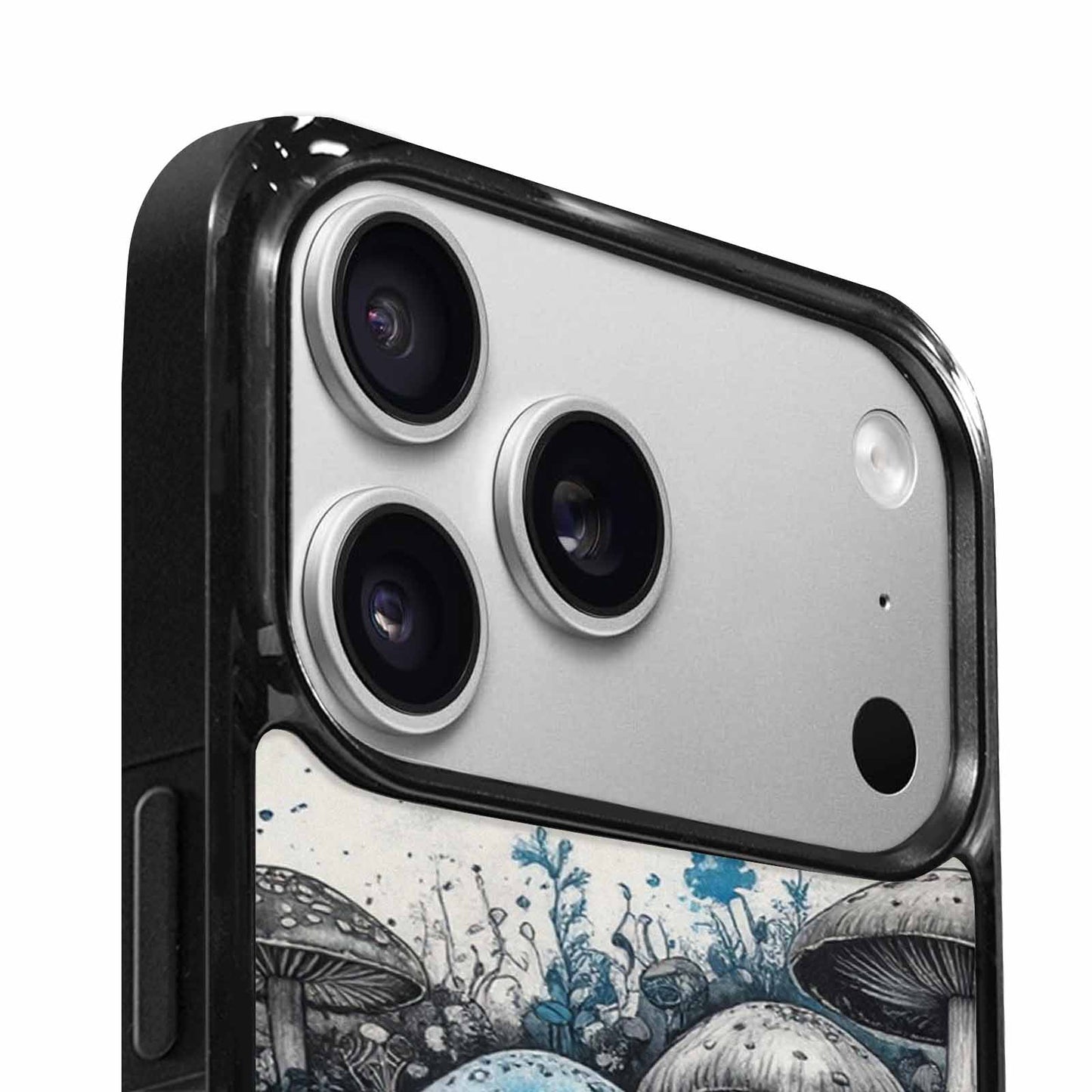 iPhone 17 Pro Case — Mushrooms General Black Blue Ink Original, Personalized Phone Case