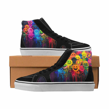 MEN'S Smiley Face High Top Canvas Streetwear Wallpaper Art Custom Shoes