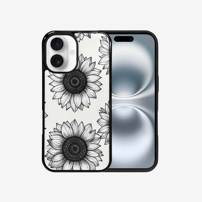 iPhone 16 Case — Minimalist Line Art Sunflower, Custom Designed Case Cover