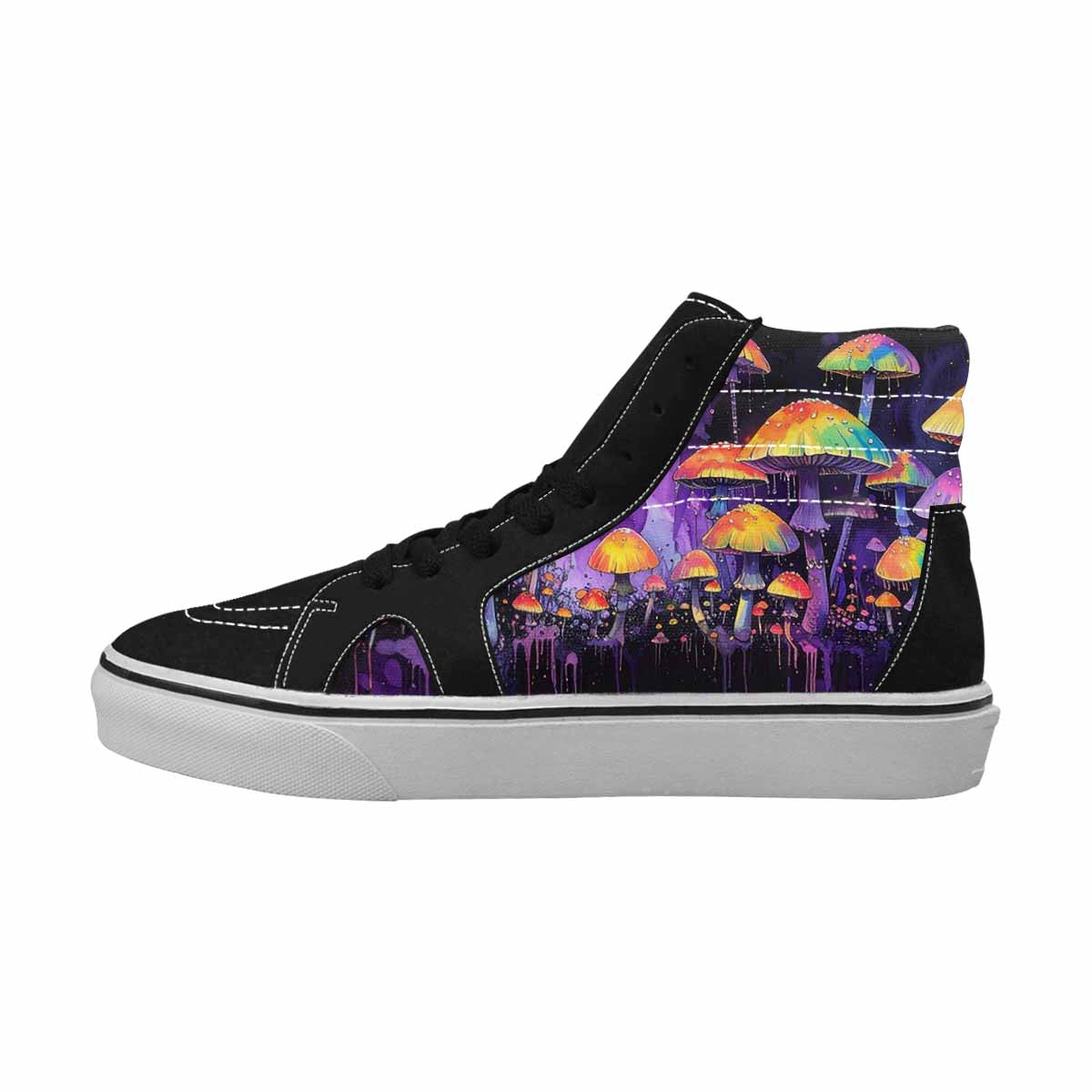 MEN'S Rainbow Drip Mushrooms High Top Canvas Kaleidoscope Custom Sneakers