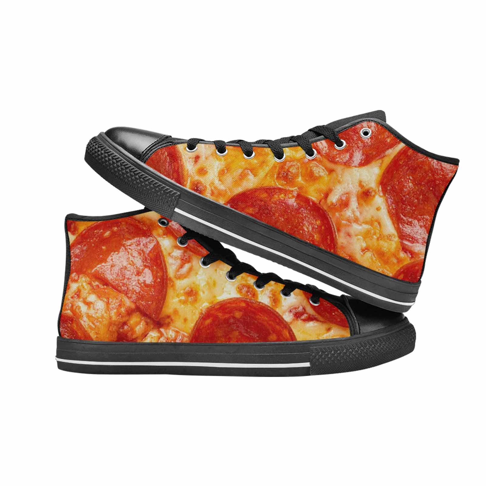 MEN'S Pepperoni Pizza Print High Top Canvas Vivid Custom Sneakers