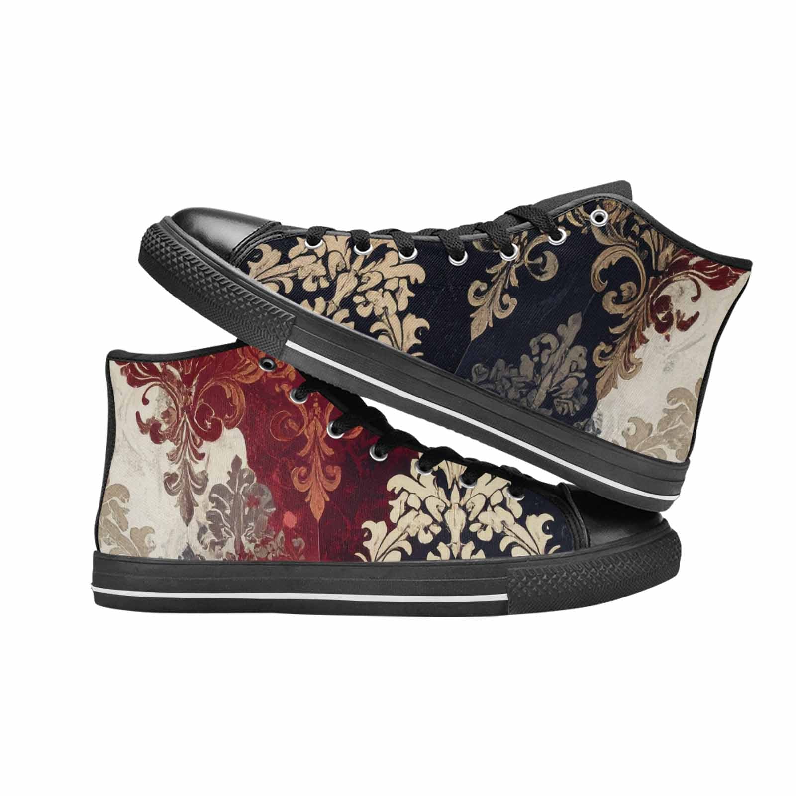 WOMEN'S Damask Ornamental Wallpaper High Top Canvas Aesthetic Custom Sneakers