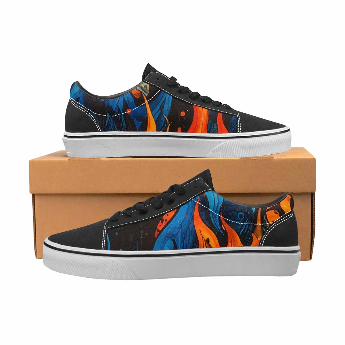 WOMEN'S Flame Burst Lace-Up Canvas Dark Academia Custom Sneakers