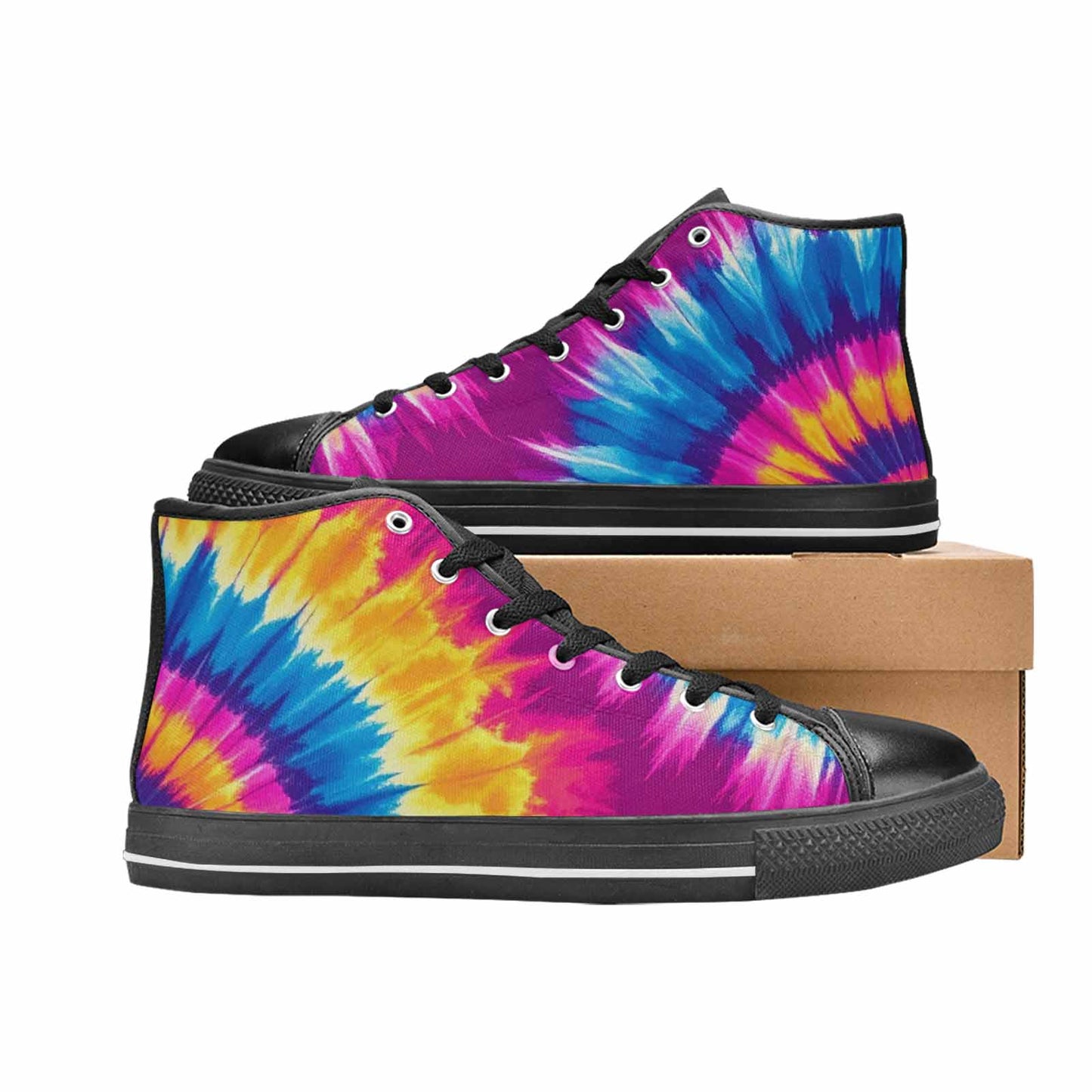 MEN'S Tie Dye Spiral High Top Canvas Cottagecore Custom Sneakers