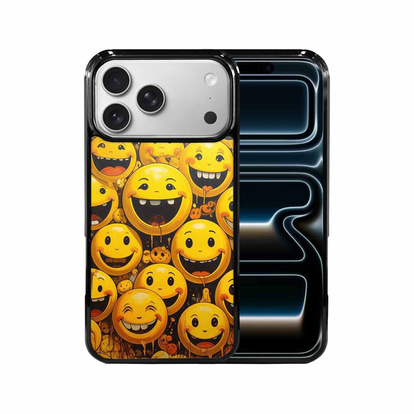 iPhone 17 Pro Max Case — Melting Moon Smiley Red Original Art, Customized Protective Case