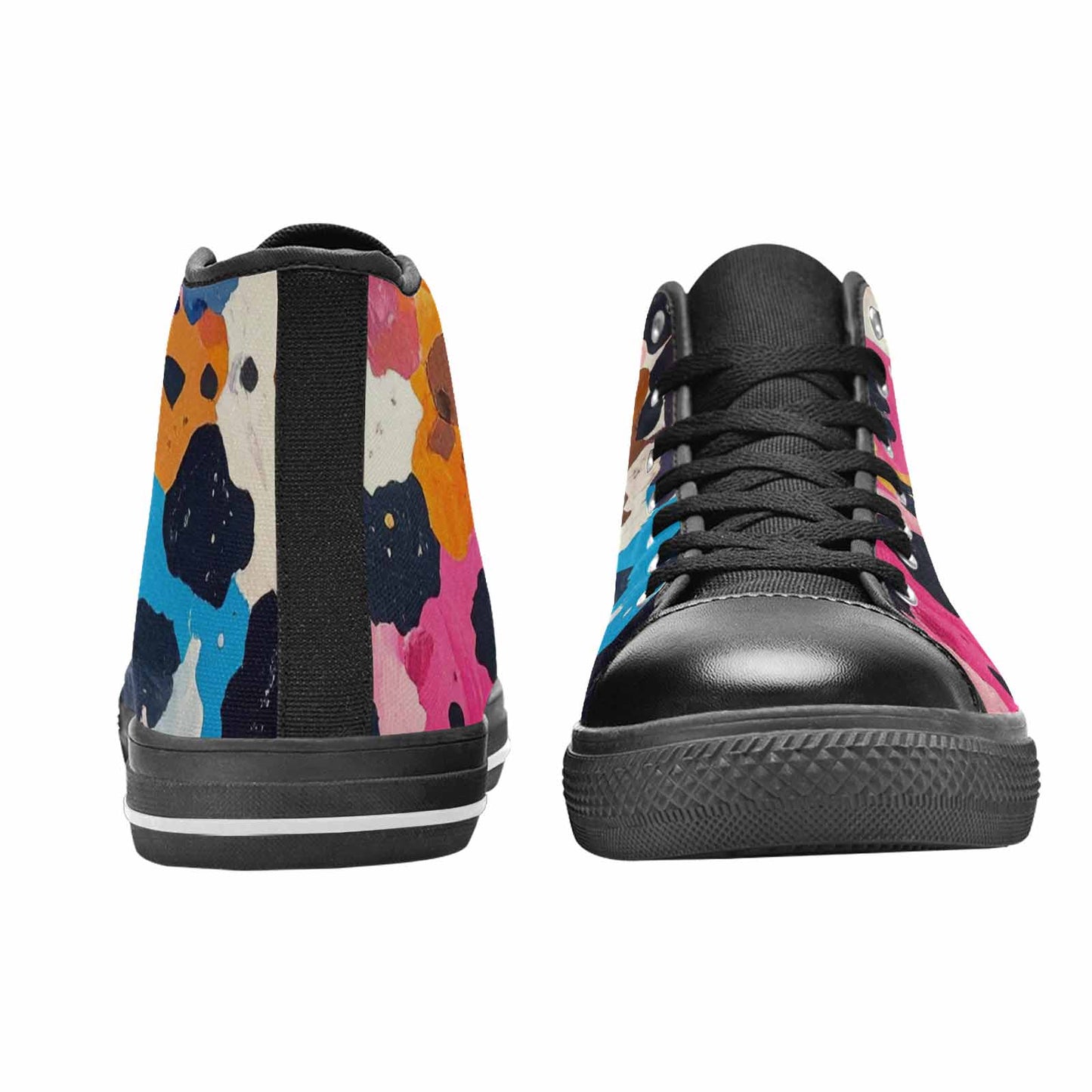 WOMEN'S Cow Animal Print High Top Canvas Dark Academia Custom Sneakers