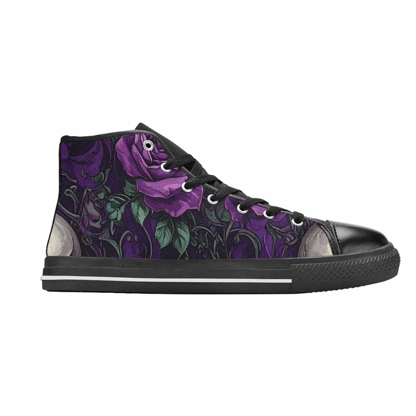 WOMEN'S Skulls Roses Gothic Filigree High Top Canvas Cottagecore Custom Shoes