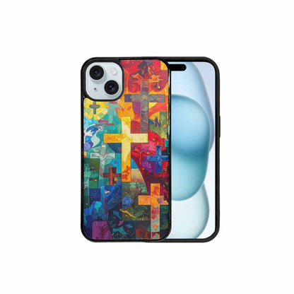 iPhone 15 Plus Case — Faith Cross And Faith Icons Pattern, Customized Protective Case