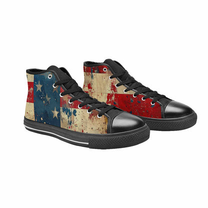 MEN'S American Flag Stars High Top Canvas Dark Academia Custom Sneakers
