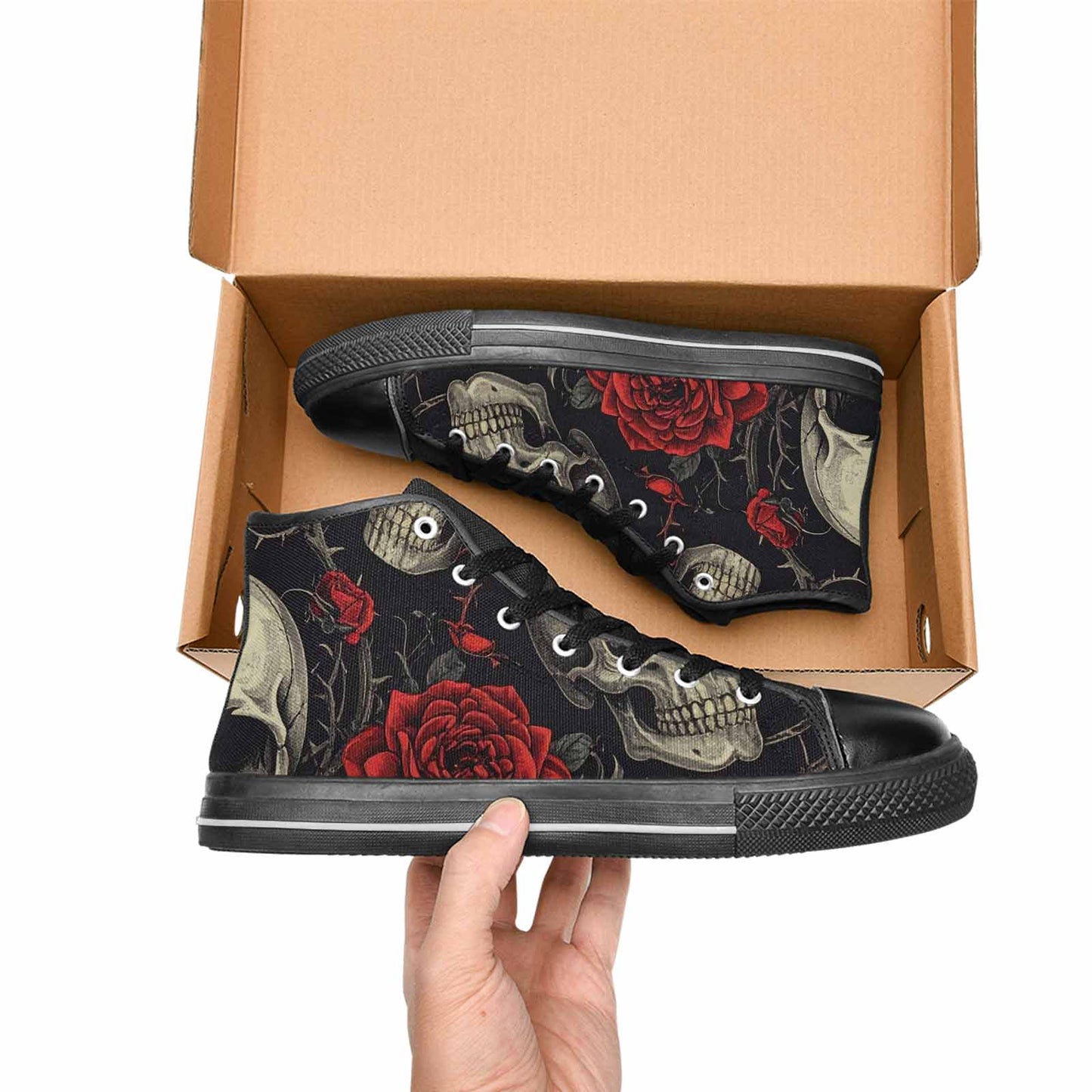 MEN'S Gothic Skulls Roses High Top Canvas Cottagecore Shoes