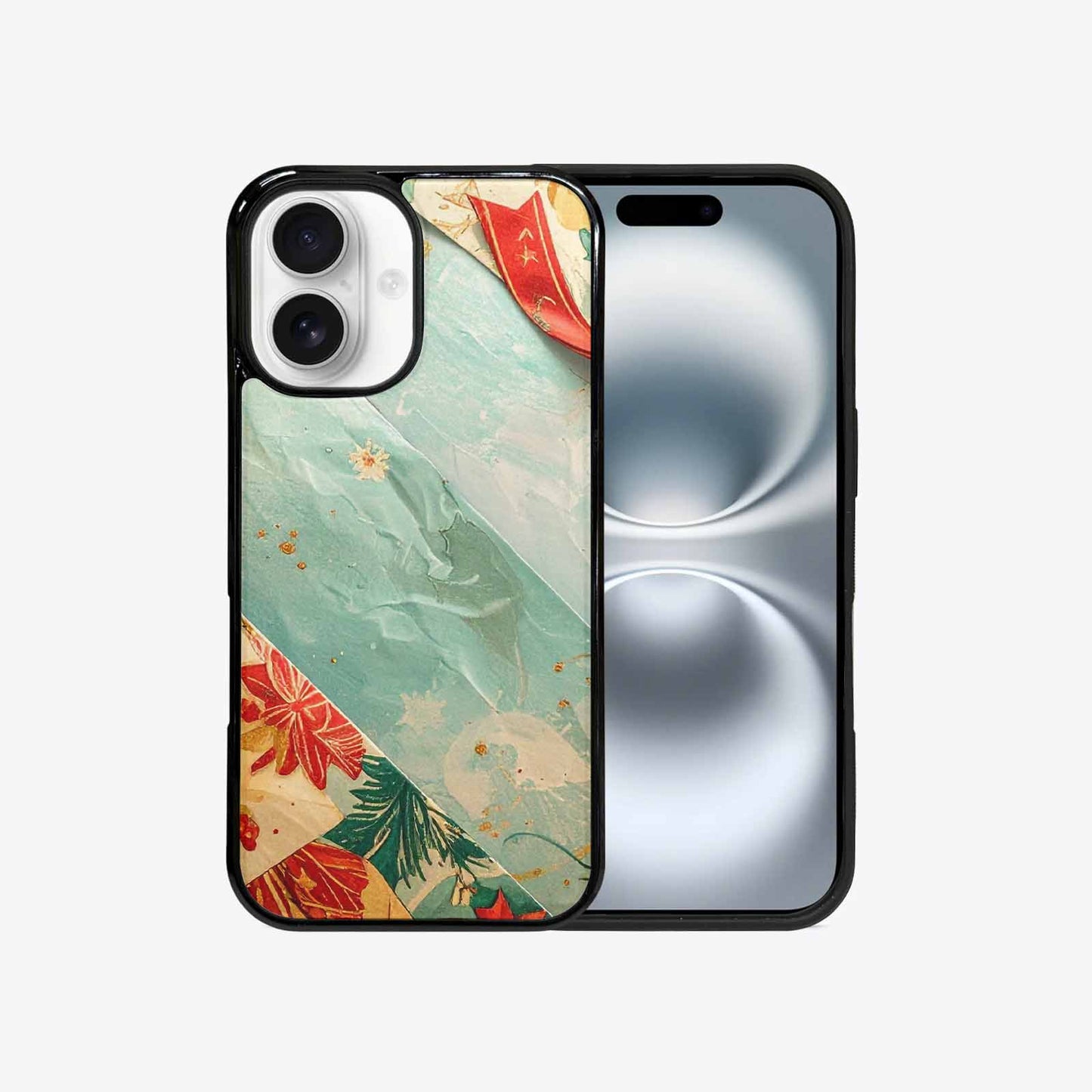 iPhone 16 Case — Christmas Wrapping Paper Pattern Art Wallpaper, Unique Phone Case Design