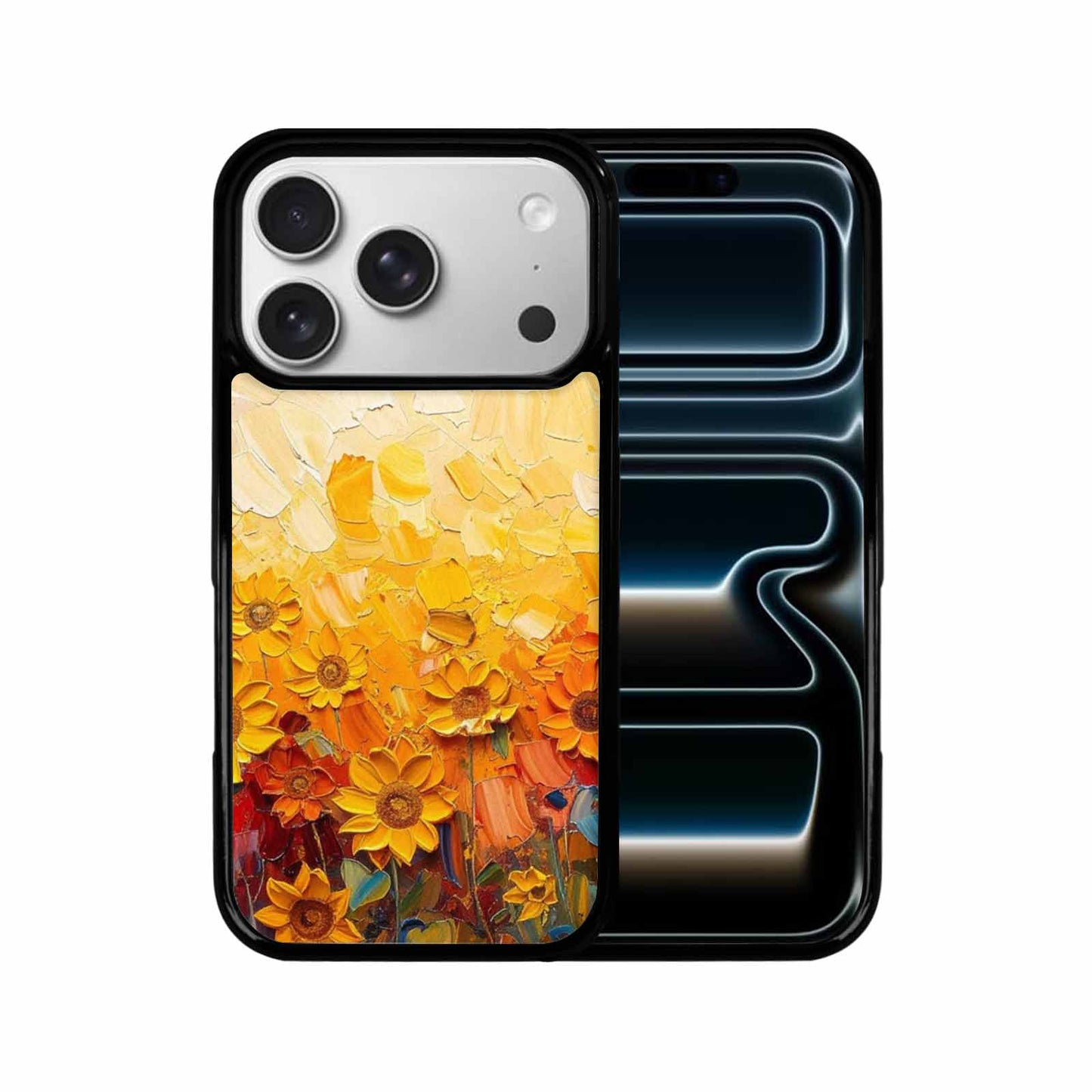 iPhone 17 Pro Case — Impressionist Sunflower Brushstroke Pattern Hundreds Floral, Personalized Phone Case
