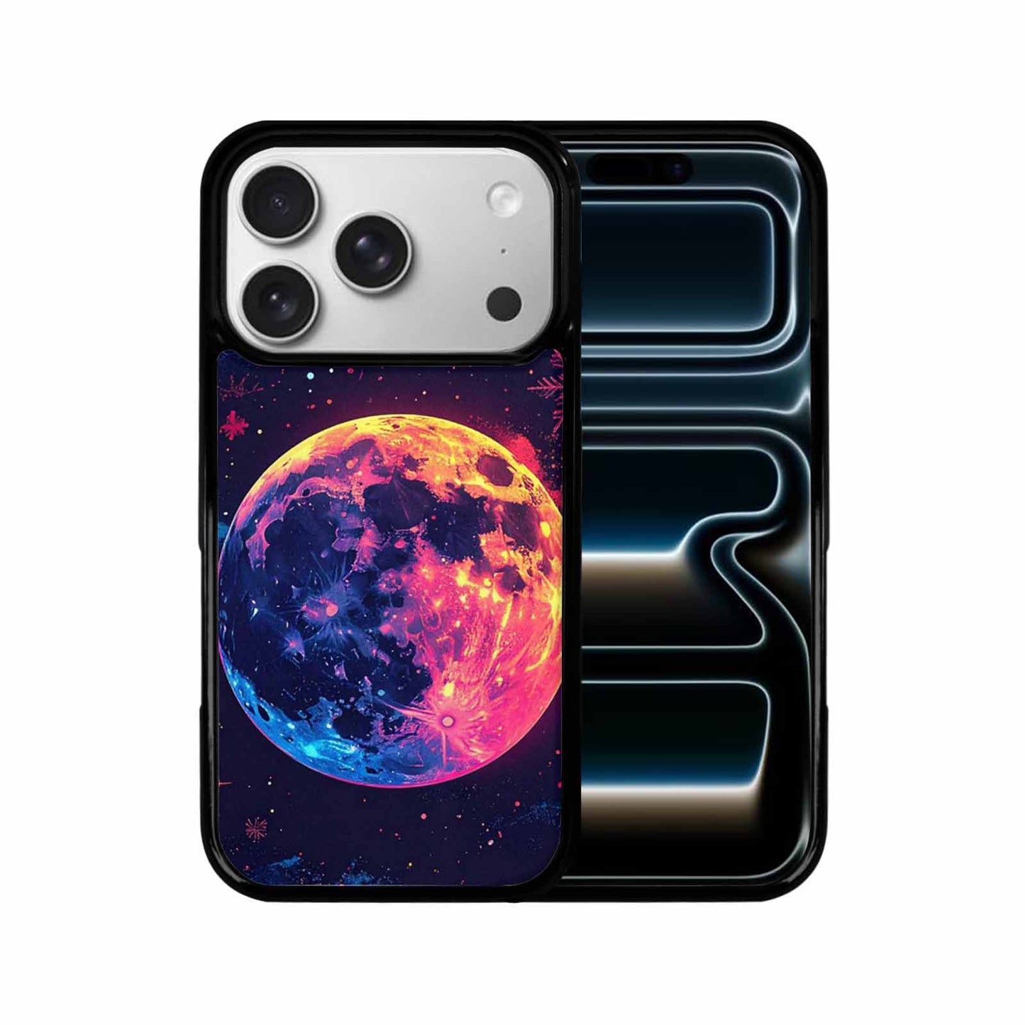 iPhone 17 Pro Case — Neon Winter Moon Seamless Cartoon Cute, Personalized Phone Case