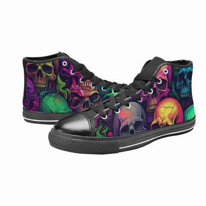 WOMEN'S Skulls - Neon High Top Canvas Wallpaper Art Shoes