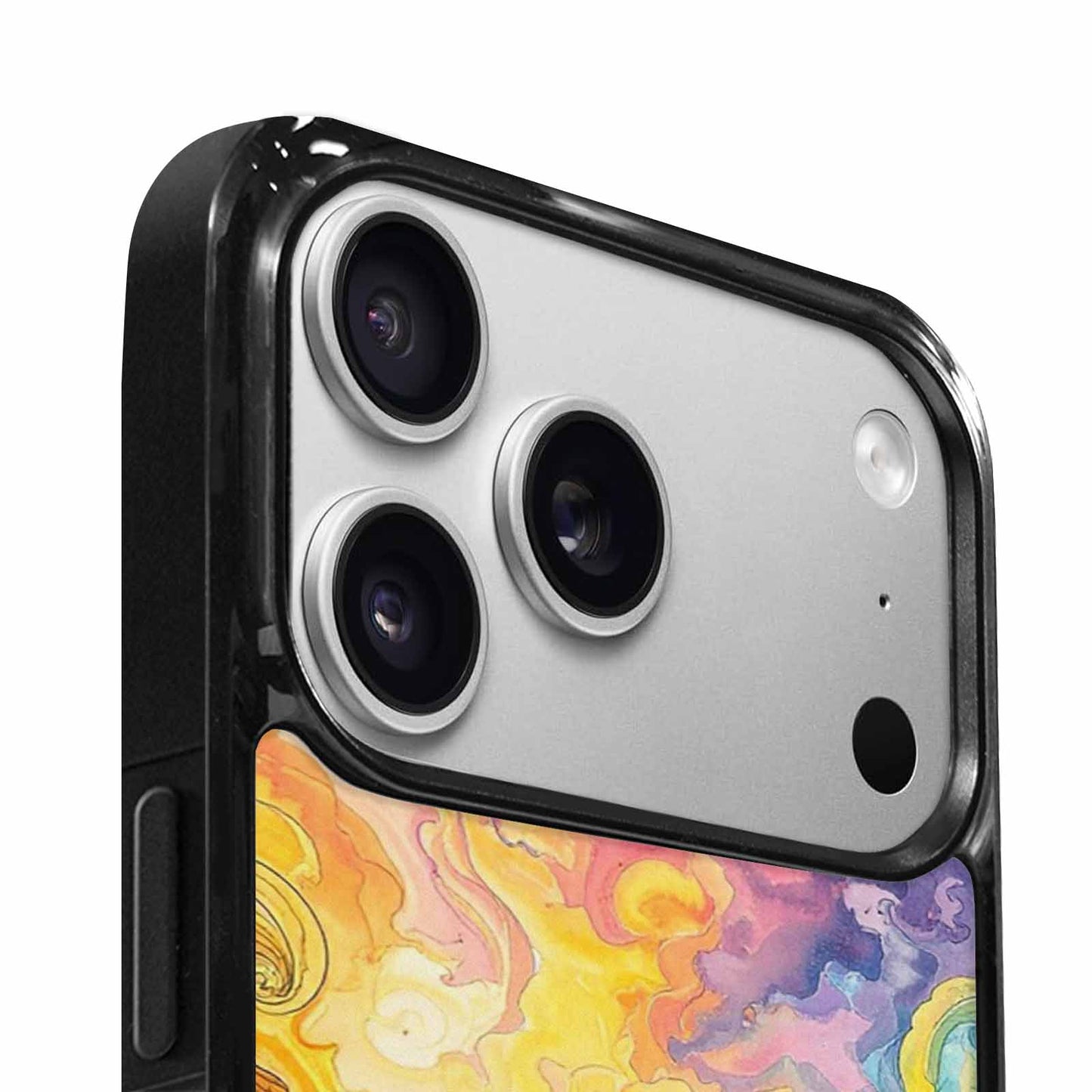iPhone 17 Pro Case — Tie Dye Swirls Black White Tie, Custom Printed Phone Case