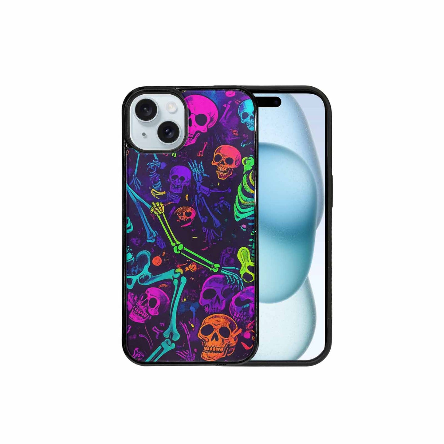 iPhone 15 Plus Case — Glowing Skeleton Pattern Hundreds Of Small, Custom Designed Case Cover