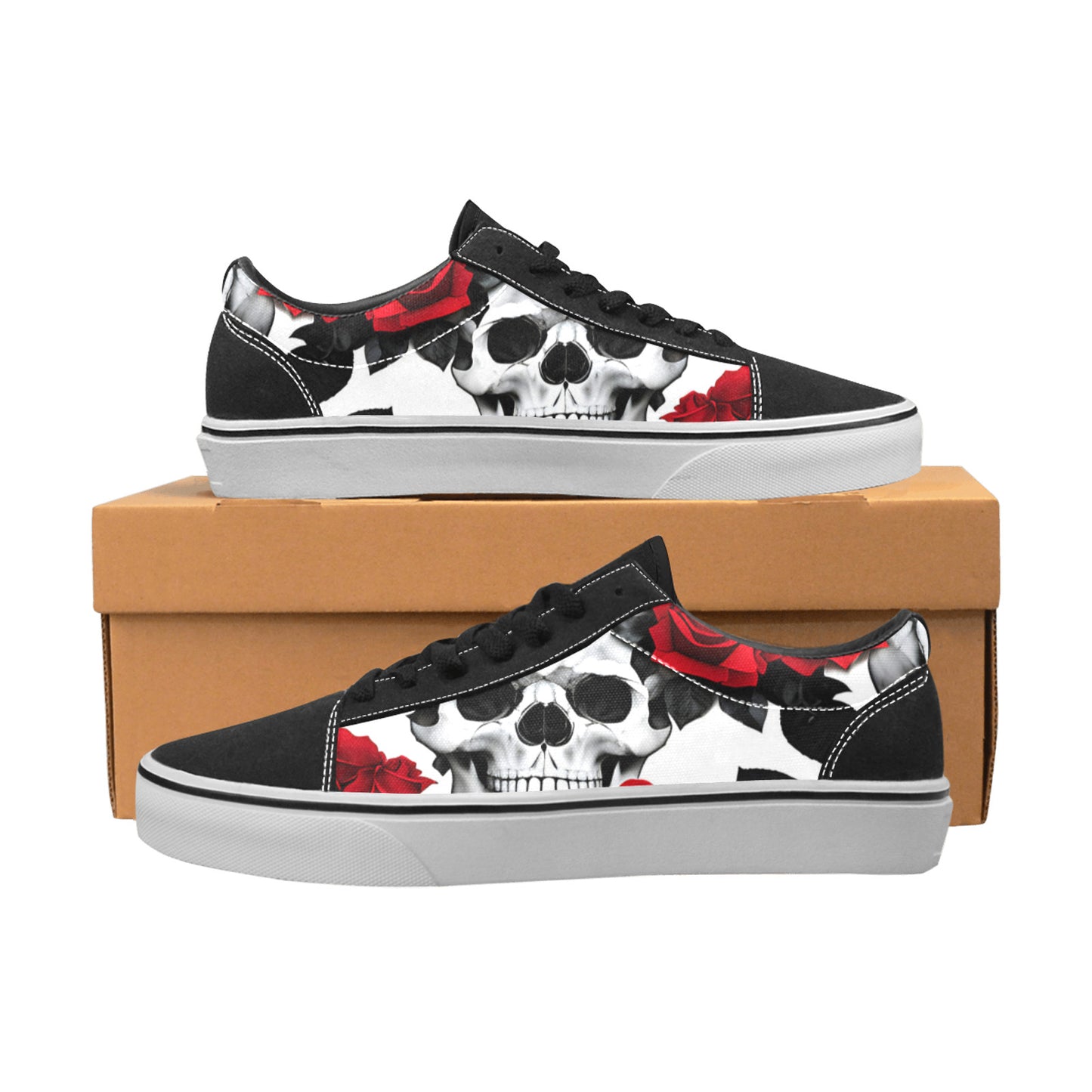 WOMEN'S Skulls Roses Deluxe 7 Low Top Skateboarding Vivid Sneakers