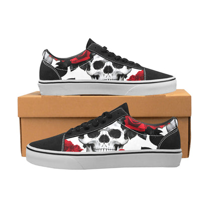 MEN'S Skulls Roses Deluxe 7 Low Top Skateboarding Vibrant Chaos Shoes