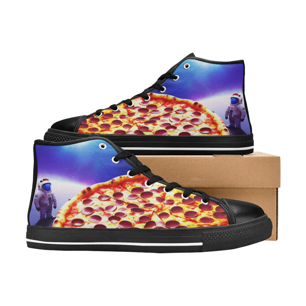 WOMEN'S Pizza Space 2 High Top Canvas Grunge Custom Shoes