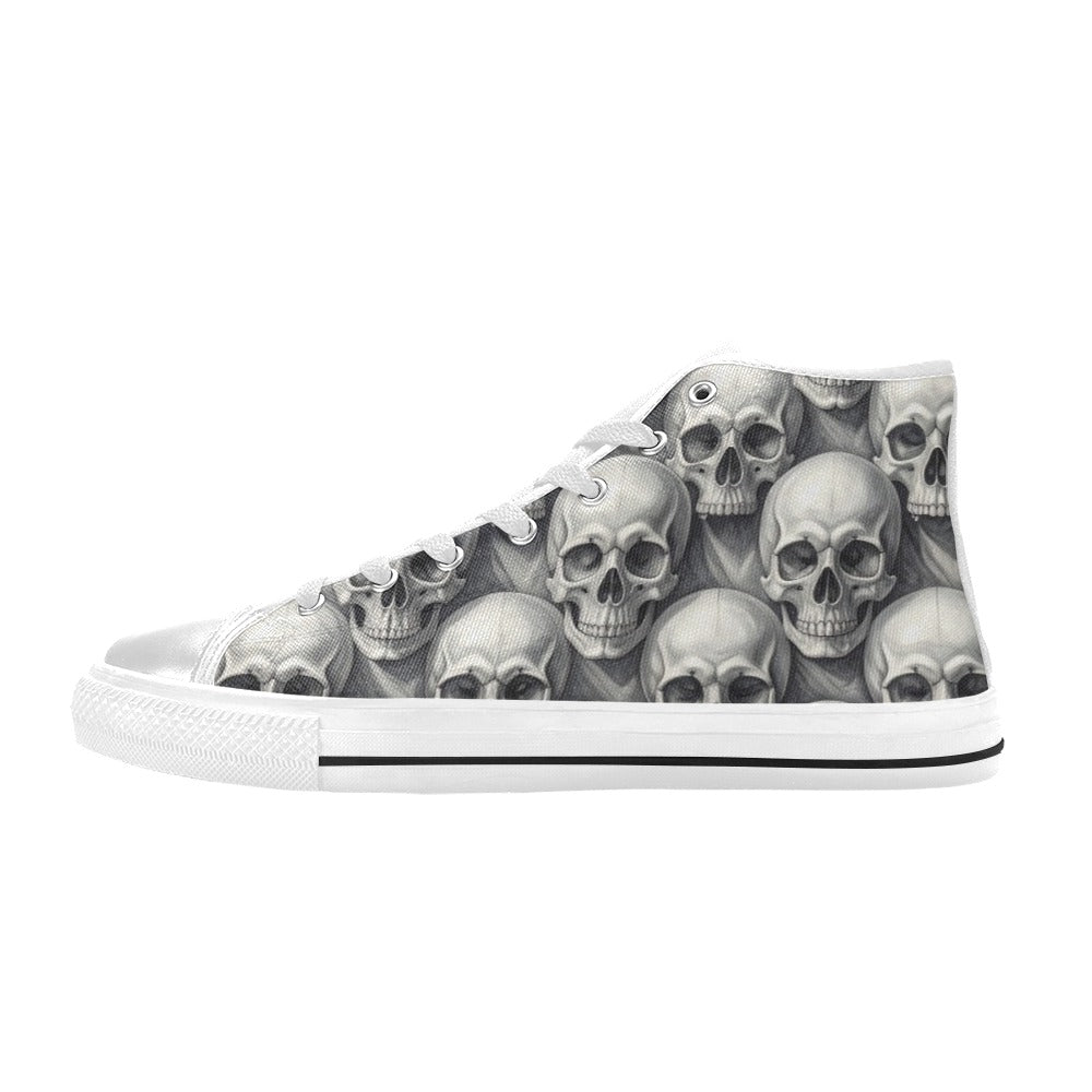 Grey Skull Crown Women's Gothic Dark Art High Top Canvas Shoes | Freaky Shoes®