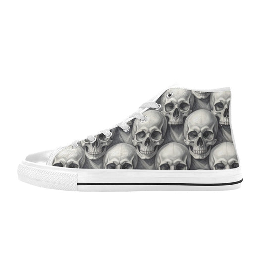Grey Skull Crown Women's Gothic Dark Art High Top Canvas Shoes | Freaky Shoes®