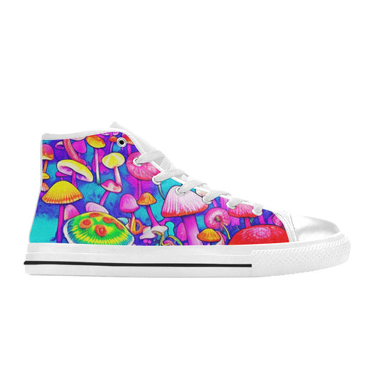 MEN'S Colorful Mushrooms Art Vibes High Top Canvas Wallpaper Art Shoes