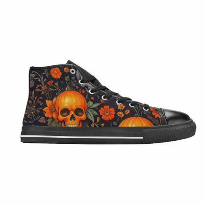 WOMEN'S Skulls - Halloween High Top Canvas Cottagecore Sneakers