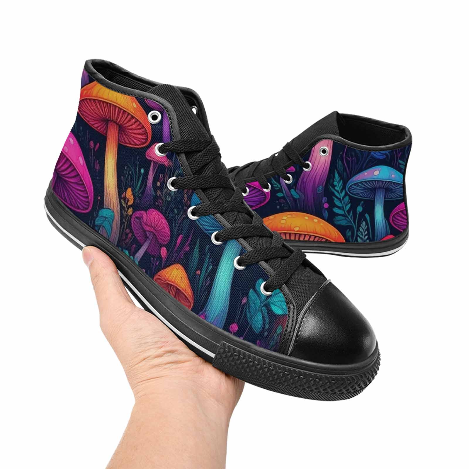 MEN'S Psychedelic Mushroom High Top Canvas Grunge Custom Shoes