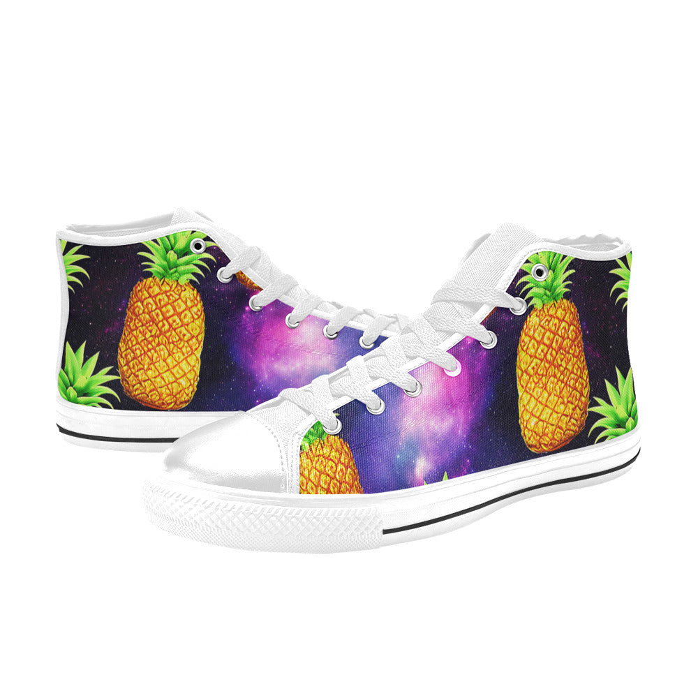 MEN'S Galaxy Pineapples Men’S High Top Canvas Wallpaper Art Custom Sneakers
