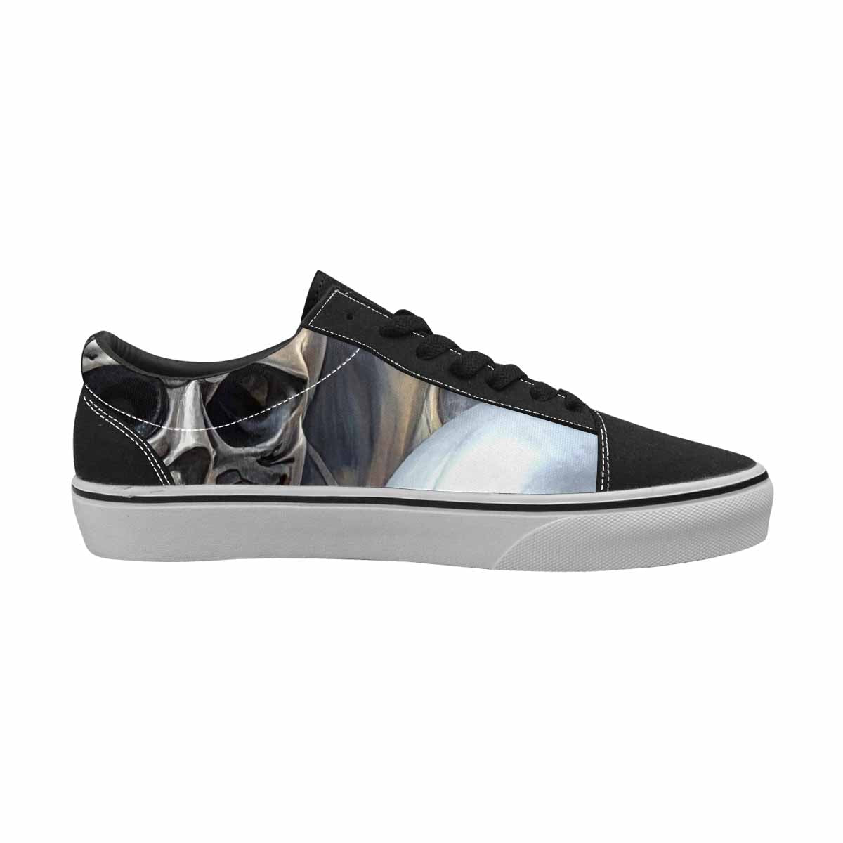 WOMEN'S Skulls Roses Chrome Airbrush Canvas Lace-Up Dreamcore Shoes