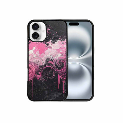iPhone 16 Plus Case — Van Gogh Swirl Black Pink Ink, Custom Art Phone Cover