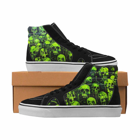MEN'S Skulls Neon Green Glow High Top Canvas Custom Fashion Aesthetic Handmade Custom Shoes
