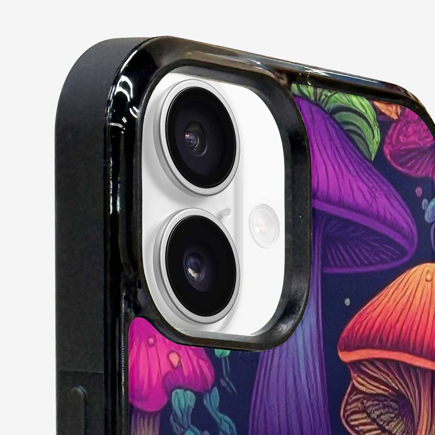 iPhone 16 Plus Case — Mushroom Psychedelic Art Seamless Pattern Vibrant, Custom Art Phone Cover