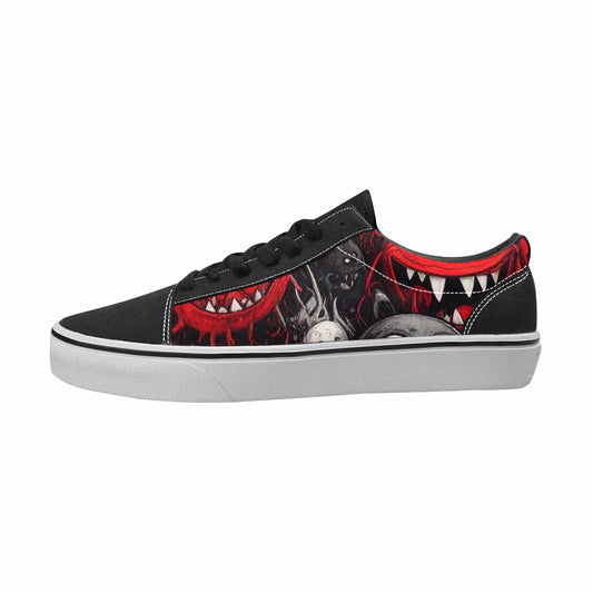 MEN'S Monsters Black & Red Ink Canvas Unique Print Surreal Custom Sneakers