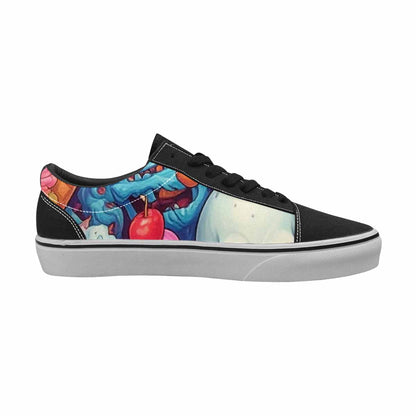 WOMEN'S Ice Cream Monsters  Lace-Up Canvas Melting Art Sneakers