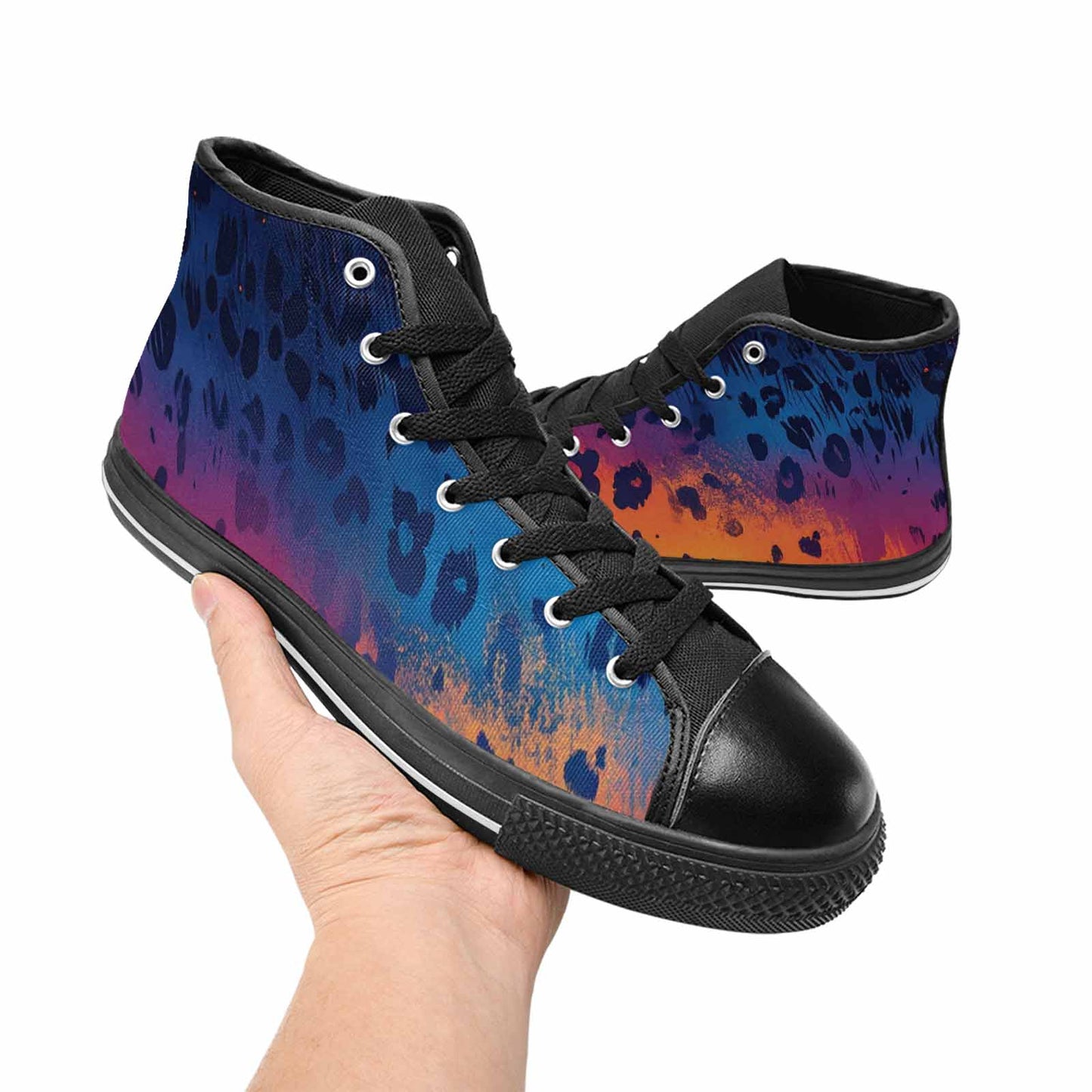 WOMEN'S Leopard Print Gradient High Top Canvas Grunge Custom Shoes
