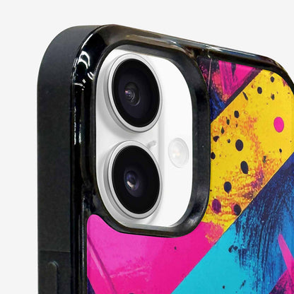 iPhone 16 Plus Case — Memphis Squiggles Triangles Dots Personalized Phone, Unique Phone Case Design