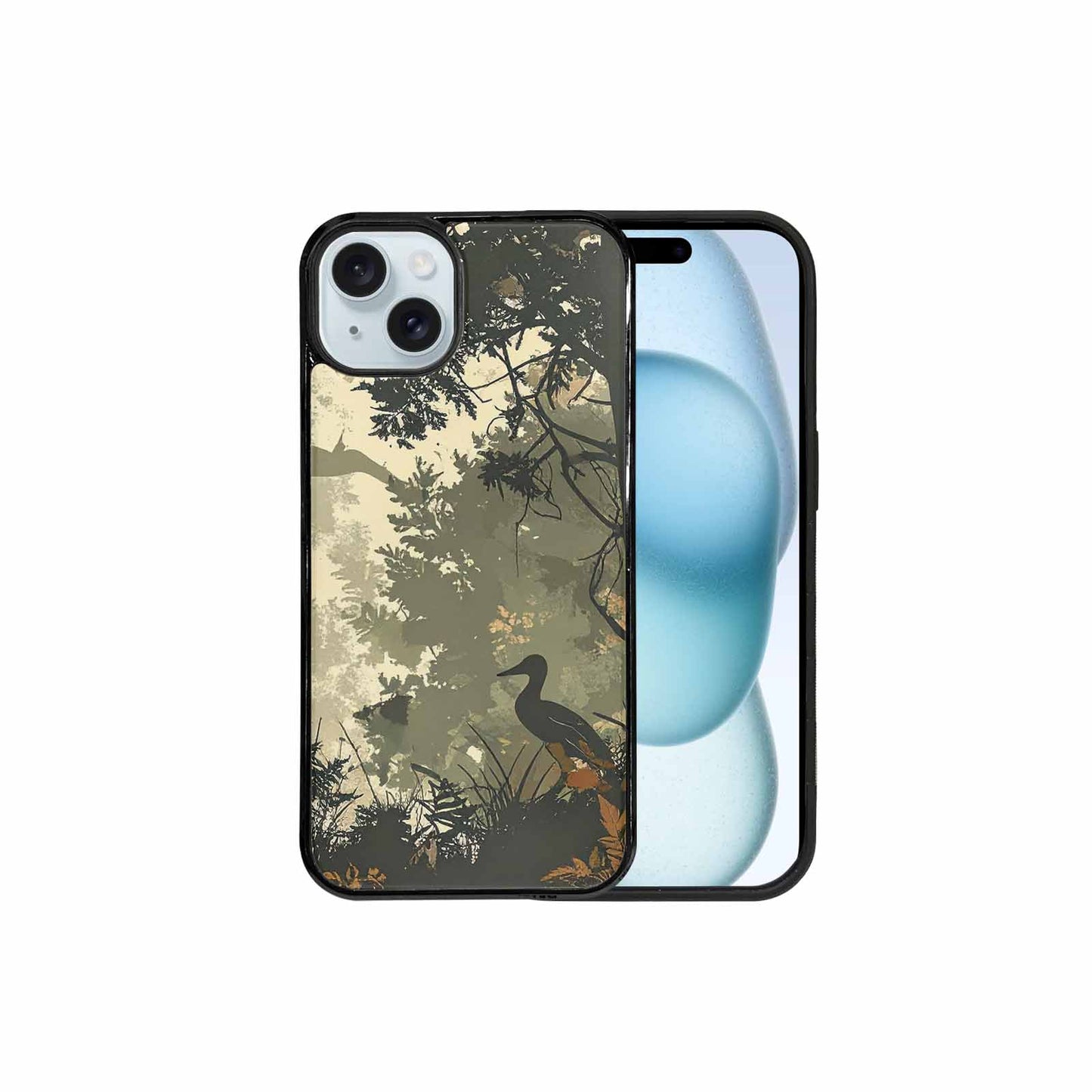iPhone 15 Plus Case — Hunting Camouflage Pattern With Deer And, Custom Print Case Cover