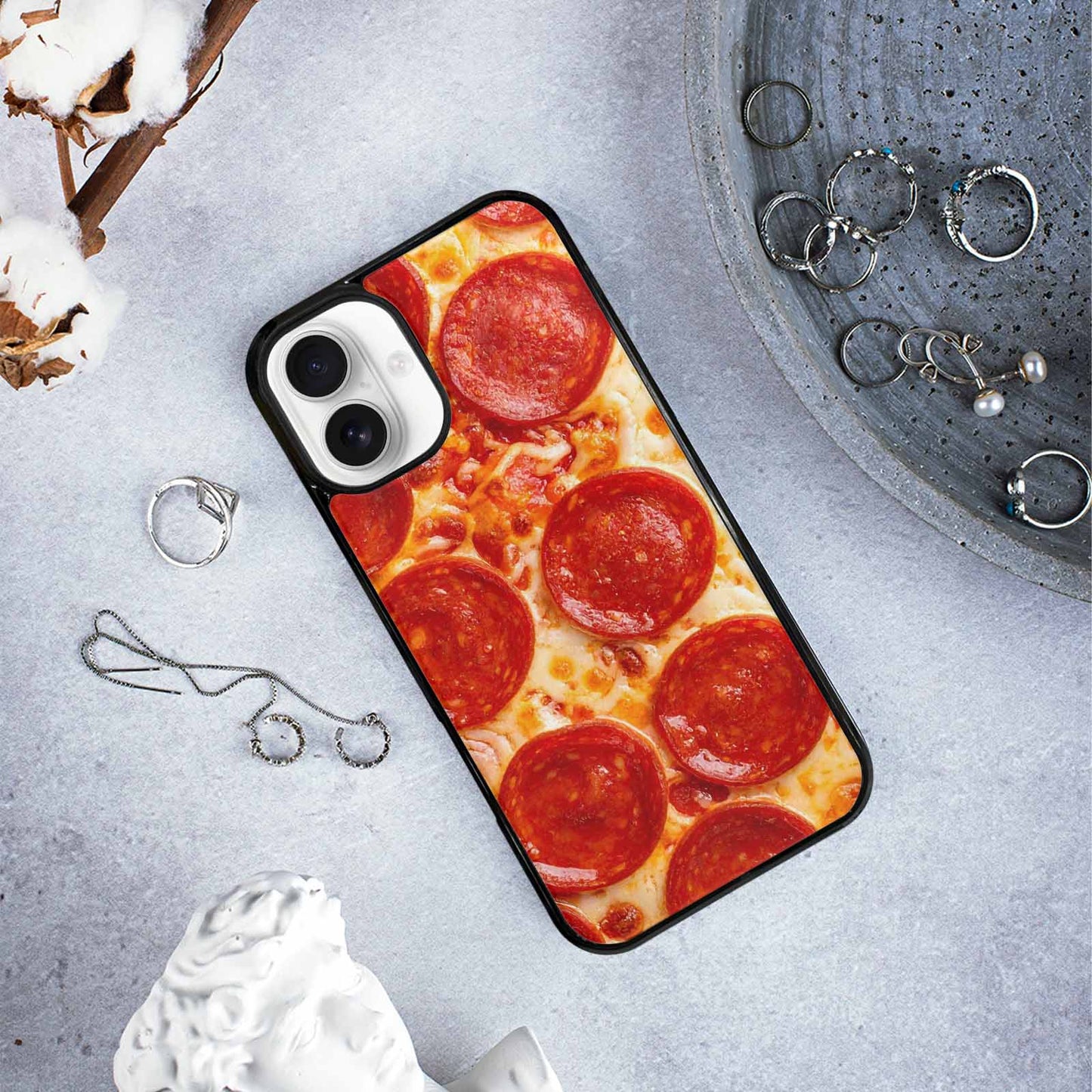 iPhone 16 Plus Case — Pepperoni Pizza Print Custom, Custom Phone Case