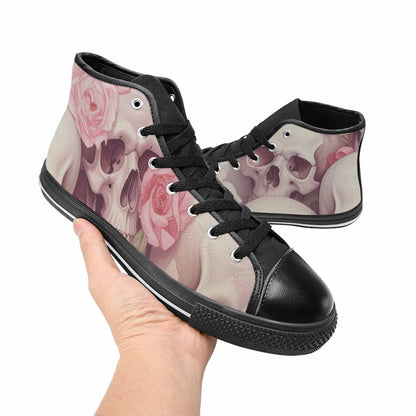 WOMEN'S Skulls Roses Soft Airbrush High Top Canvas Cottagecore Shoes