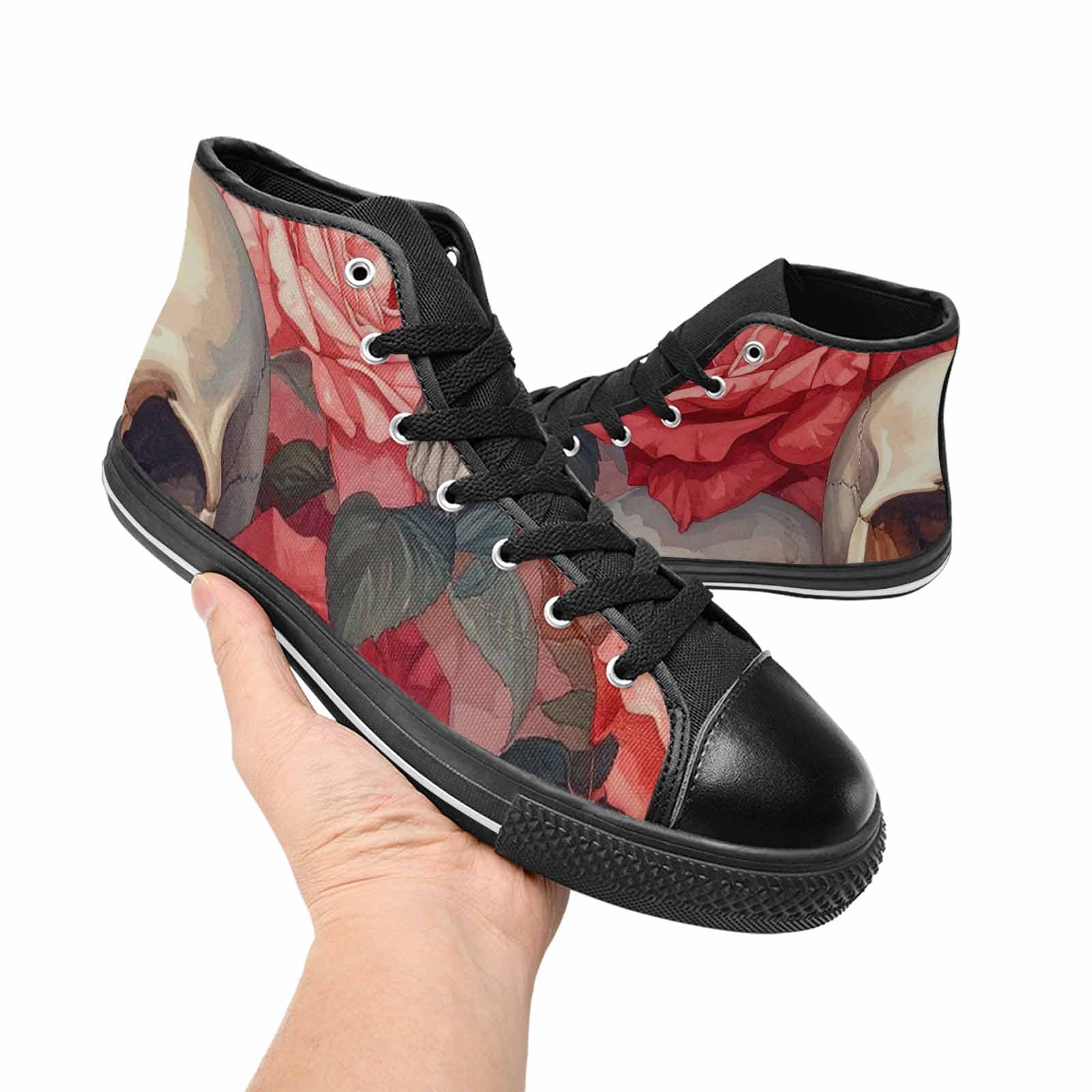WOMEN'S Skulls Roses Soft Airbrush High Top Canvas Surreal Shoes