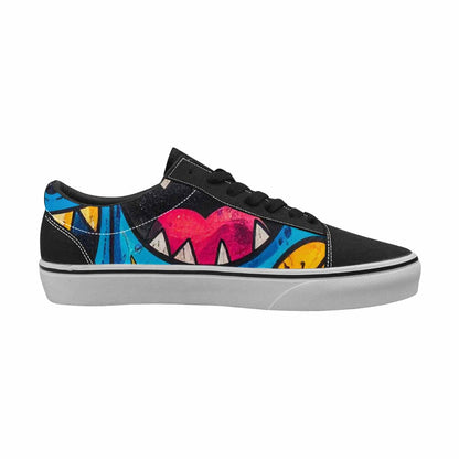 WOMEN'S Goofy Cartoon Monster Canvas Lace-Up Wallpaper Art Custom Shoes