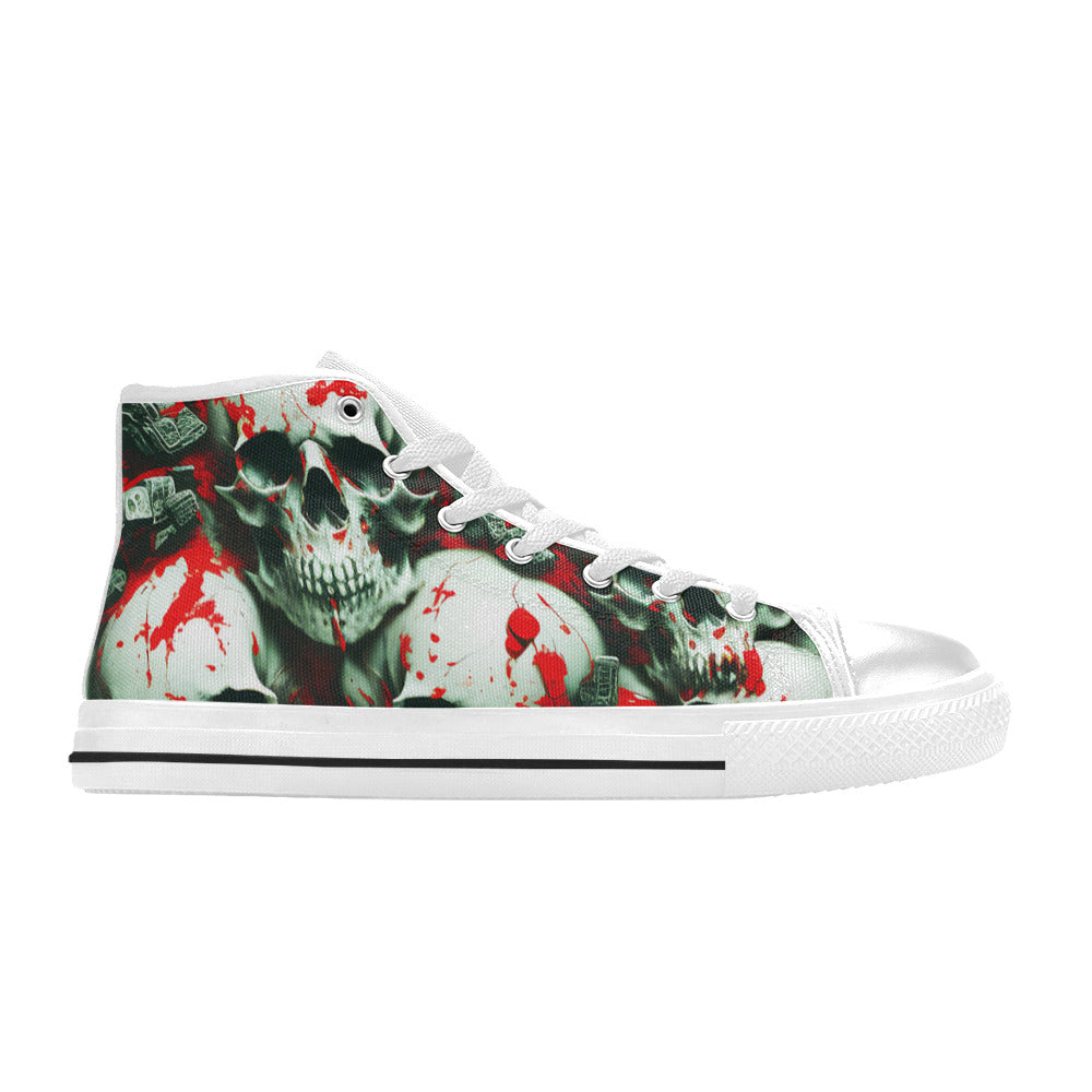 MEN'S Splatter Skulls 4 Men’S High Top Canvas Aesthetic Custom Sneakers
